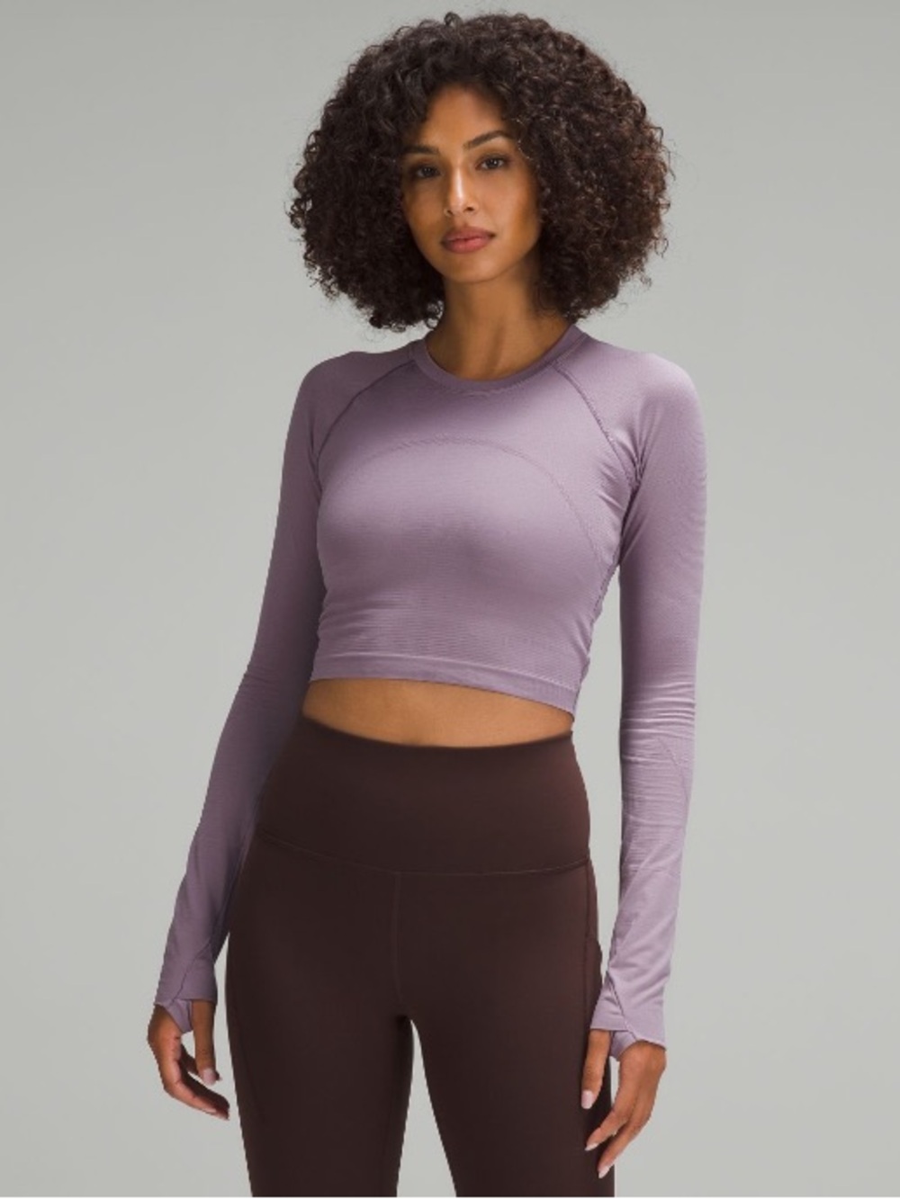 NWOT Lululemon Swiftly Tech Cropped Long Sleeve 2.0 Purple Ash Size 10